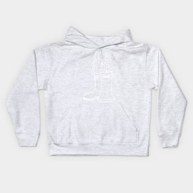 Hyacinth White lineart Xtratuf Kids Hoodie by Pastel.Punkk